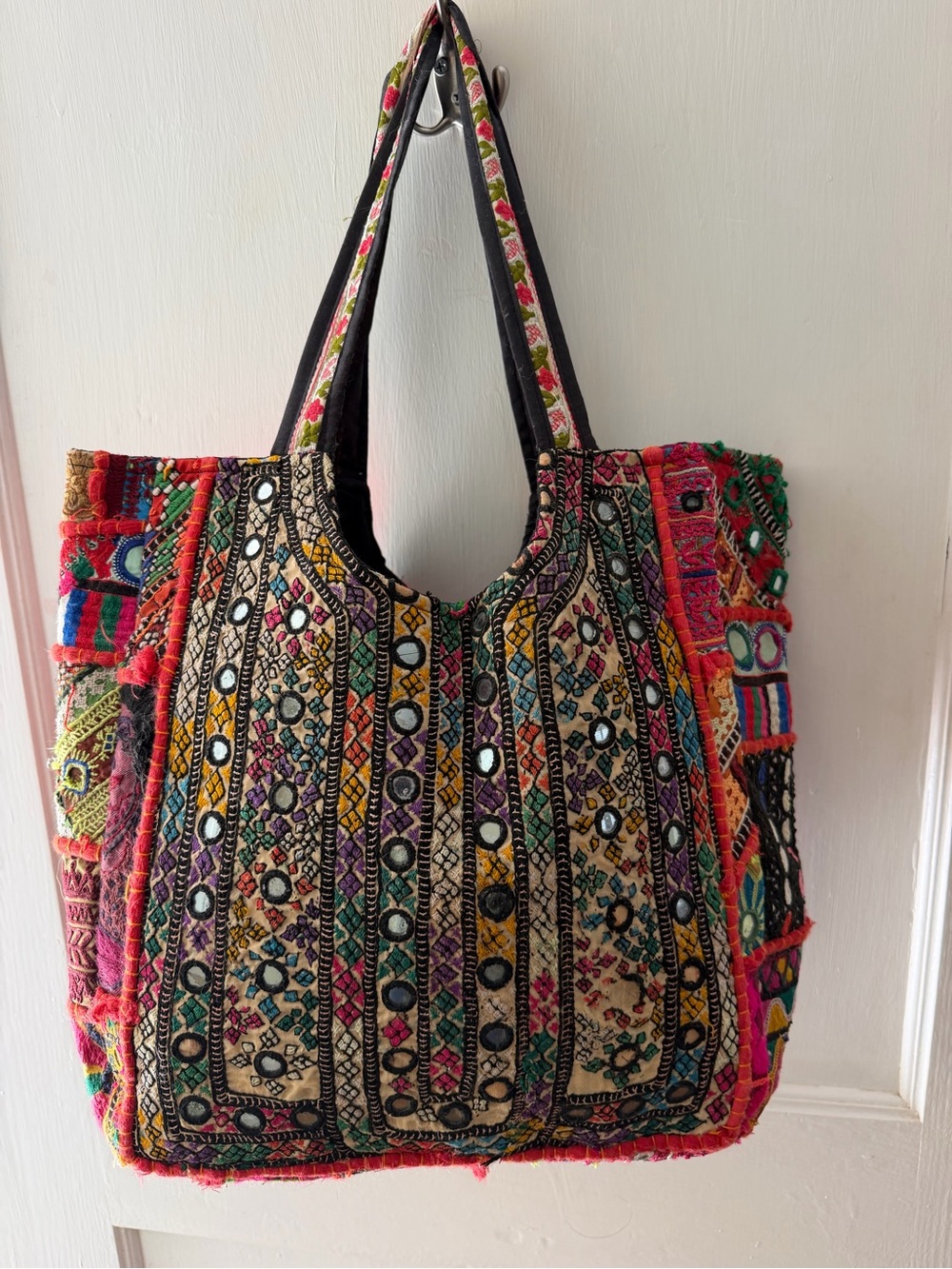 Colorful Embroidered Multicolor Tote Bag